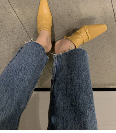 Zapatos de Cuero Vacuno con Punta Cerrada y Tacón Fino Plisado - Image 11