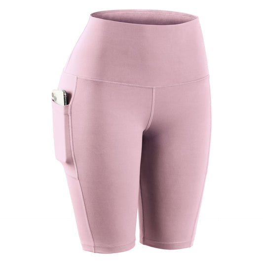 Pantalones Yoga Cintura Alta Ajustados con Bolsillos Laterales en Tela Nude Texturizada