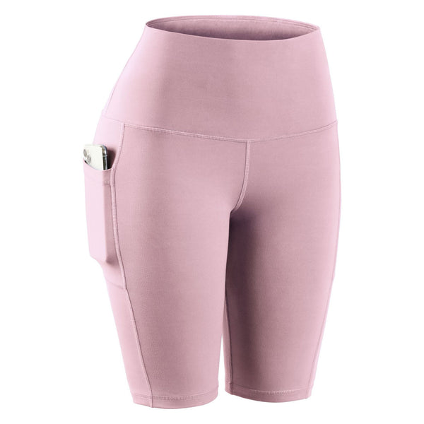 Pantalones Yoga Cintura Alta Ajustados con Bolsillos Laterales en Tela Nude Texturizada