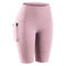 Pantalones Yoga Cintura Alta Ajustados con Bolsillos Laterales en Tela Nude Texturizada