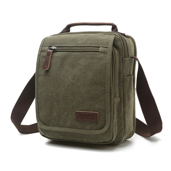 Bolsa Mensajera de Lona para Hombre con Múltiples Compartimentos