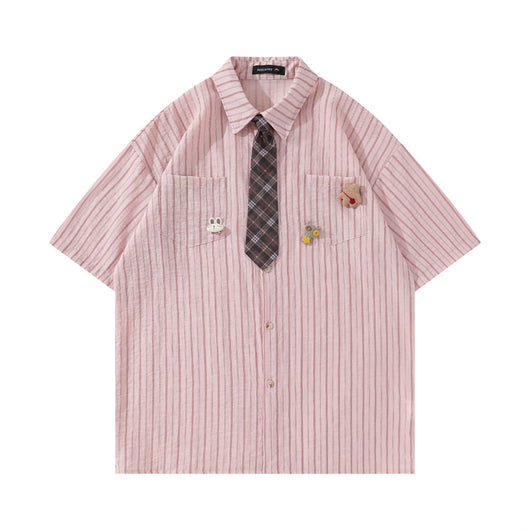 Camisa de Rayas Verticales Manga Corta para Hombre - Image 13