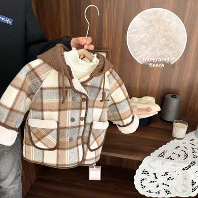 Abrigo de Lana Forrado en Fleece con Diseño Cuadros - Abrigo de Invierno Urbano - Image 12