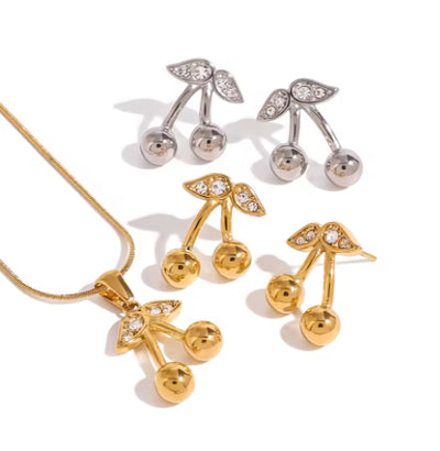 Collar y Aretes de Acero Inoxidable con Cereza - Joyería Elegante para Mujer - Image 11