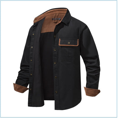 Camisa Polo de Manga Larga Algodón Lavado Tallas Grandes Hombre Color Sólido - Image 32