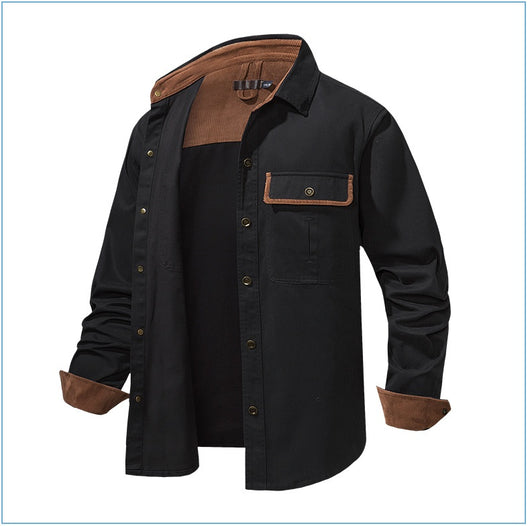 Camisa Polo de Manga Larga Algodón Lavado Tallas Grandes Hombre Color Sólido - Image 32