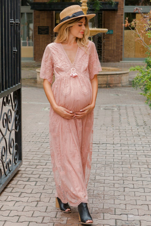 Vestido de Encaje para Sesión Fotográfica de Maternidad - Image 3