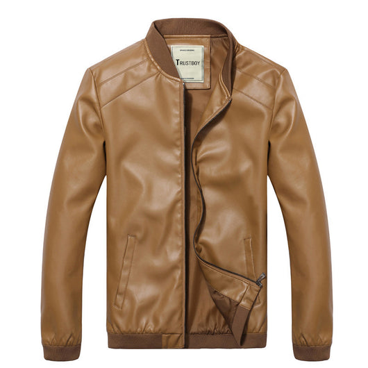 Chaqueta de Cuero Slim Fit Estilo Coreano para Hombre