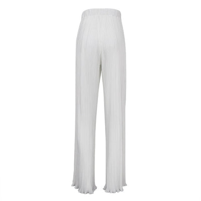 Conjunto de Pantalón Ancho Cintura Alta y Chaleco Plisado sin Mangas - Blanco - Image 16