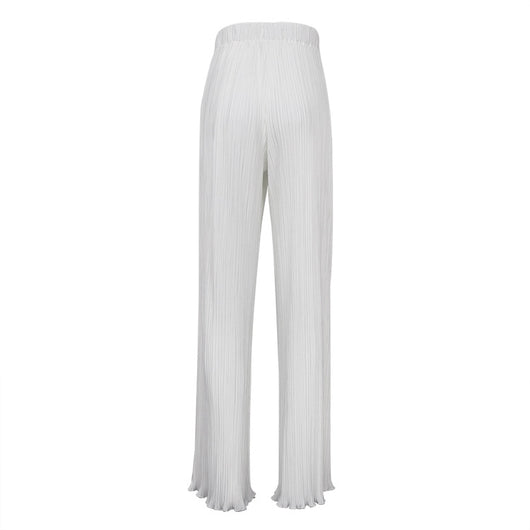 Conjunto de Pantalón Ancho Cintura Alta y Chaleco Plisado sin Mangas - Blanco - Image 16