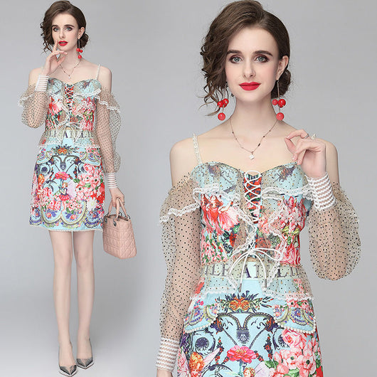 Conjunto Elegante de Dos Piezas: Top Strapless con Tirantes y Falda Corta - Image 9