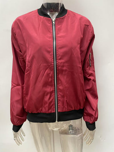 Chaqueta Exterior Mujer de Color Sólido con Cierre - Estilo Europeo Otoño - Image 15