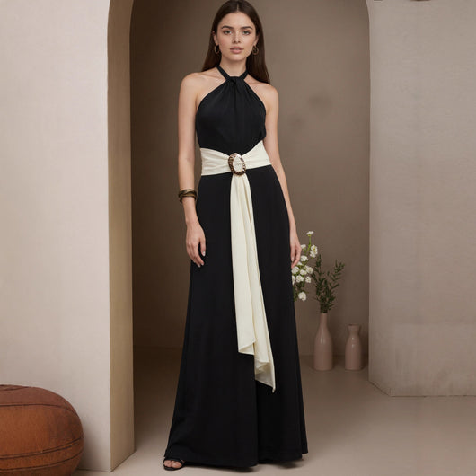 Jumpsuit Halter Colorblock para Mujer - Diseño Francés Elegante - Image 10