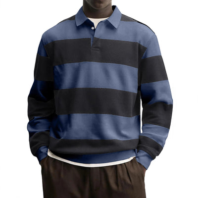 Camiseta Holgada de Rayas con Cuello Relajado y Mangas Largas - Image 3