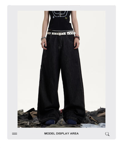 Jeans Retro Americano Desgastado Mujer Corte Recto Holgado - Image 8