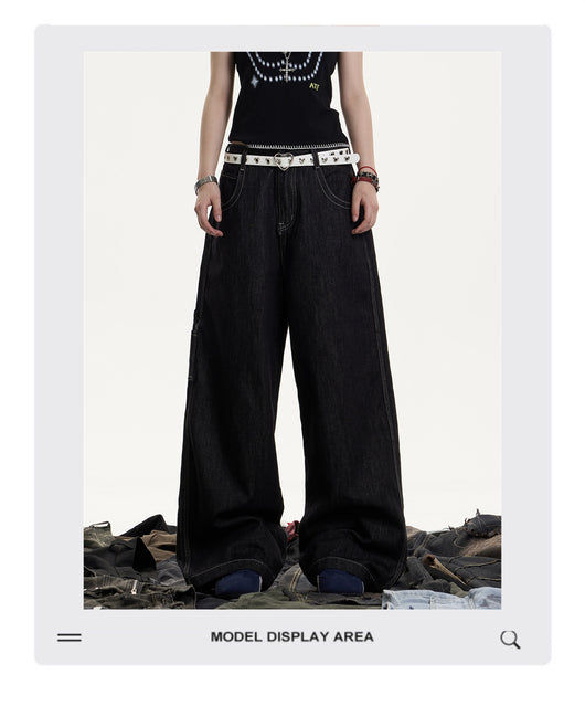 Jeans Retro Americano Desgastado Mujer Corte Recto Holgado - Image 8