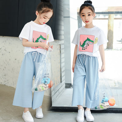 Conjunto Dos Piezas Estilo Occidental: Pantalón Ancho y Blusa Manga Corta