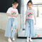 Conjunto Dos Piezas Estilo Occidental: Pantalón Ancho y Blusa Manga Corta
