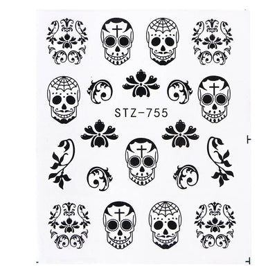 Calcomanías de Agua para Uñas Tema Halloween Calavera y Diablo - Image 21