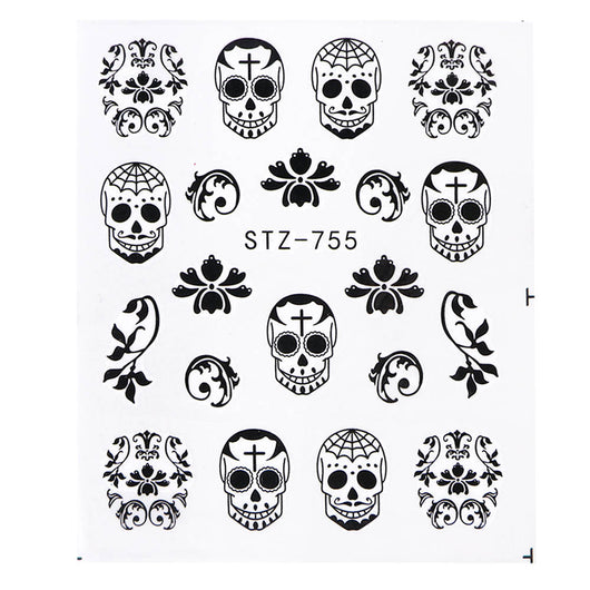 Calcomanías de Agua para Uñas Tema Halloween Calavera y Diablo - Image 21