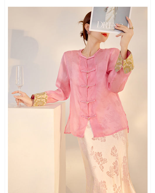 Blusa Retro Elegante con Bordado Chino y Botones Decorativos - Image 12