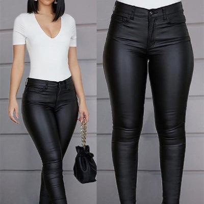 Pantalones Casuales Ajustados de Color Liso para Mujer