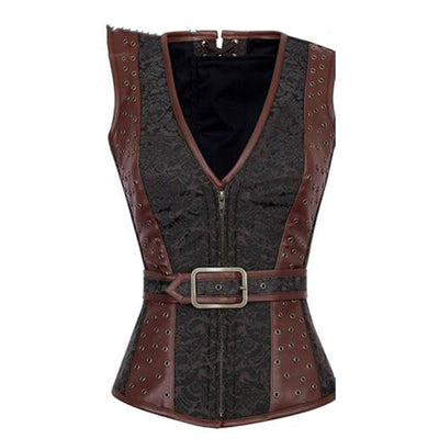 Chaqueta Steampunk Medieval Gótica con Patrón PU Europeo - Image 7