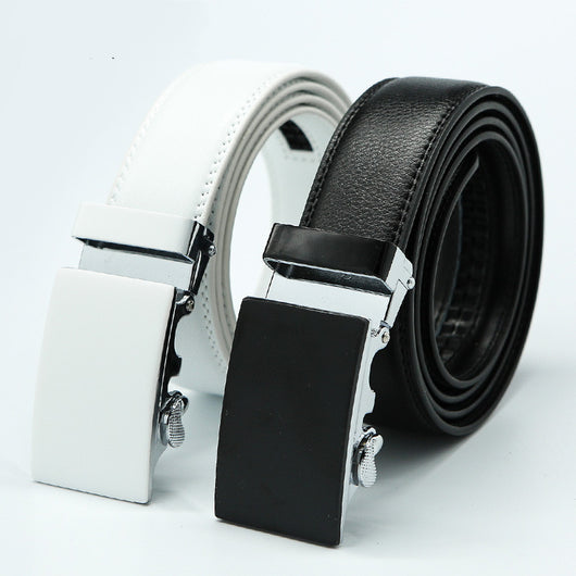 Cinturón Blanco de Cuero para Hombre con Hebilla Automática - Image 3