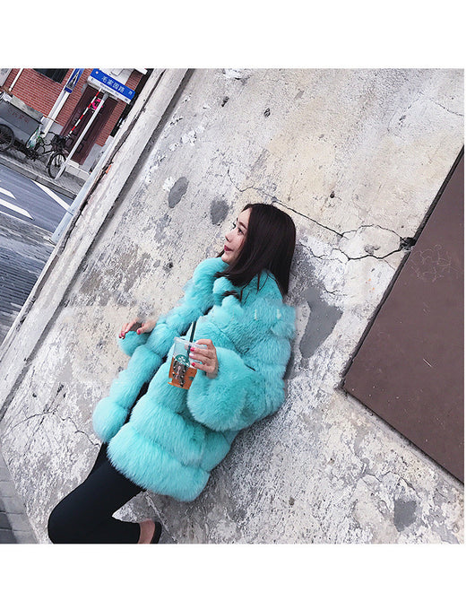 Abrigo de Piel Haining para Mujer - Largo Medio Invierno - Image 3