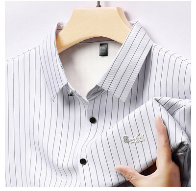 Camisa de Rayas Manga Larga para Hombre - Casual Ejecutivo Primavera Otoño - Image 11