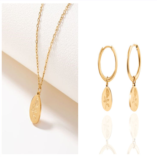 Juego de Aretes y Collar en Oro 18K Diseño Minimalista - Image 6