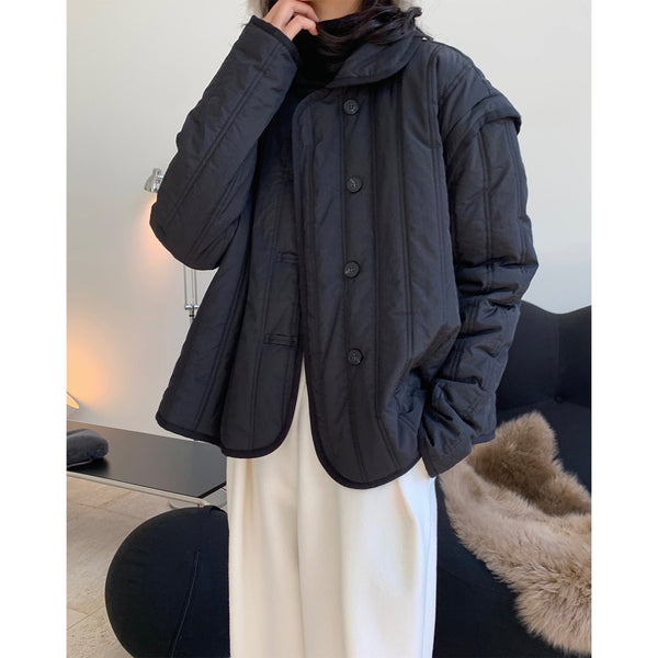 Chaqueta Acolchada de Algodón con Cuello Solapa - Calidez y Comodidad