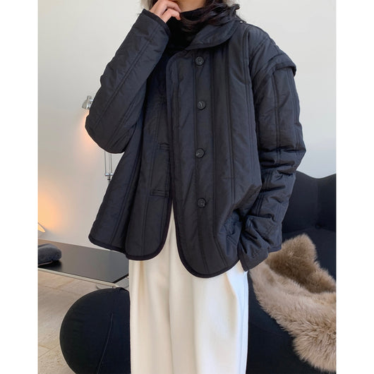 Chaqueta Acolchada de Algodón con Cuello Solapa - Calidez y Comodidad