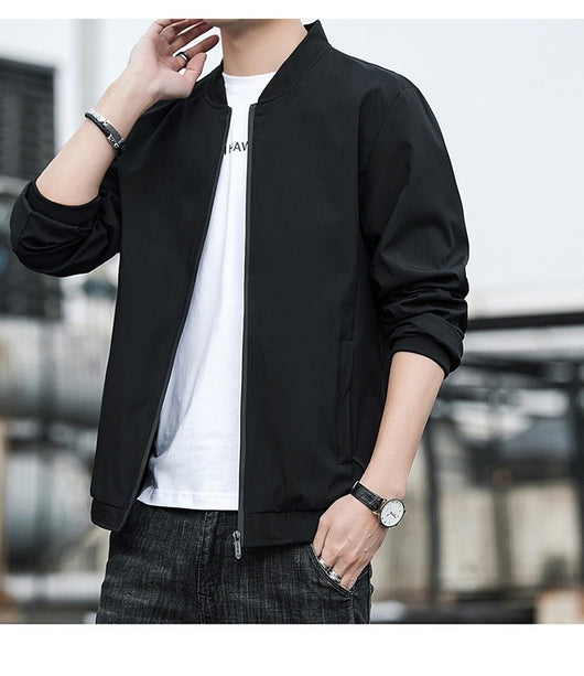 Chaqueta Hombre Primavera Otoño Cuello Alto Diseño Liso - Image 18