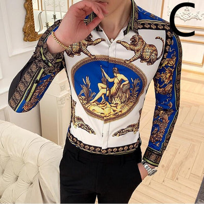 Camisa Baroque Slim Fit para Hombre - Diseño Party Estampado - Image 10
