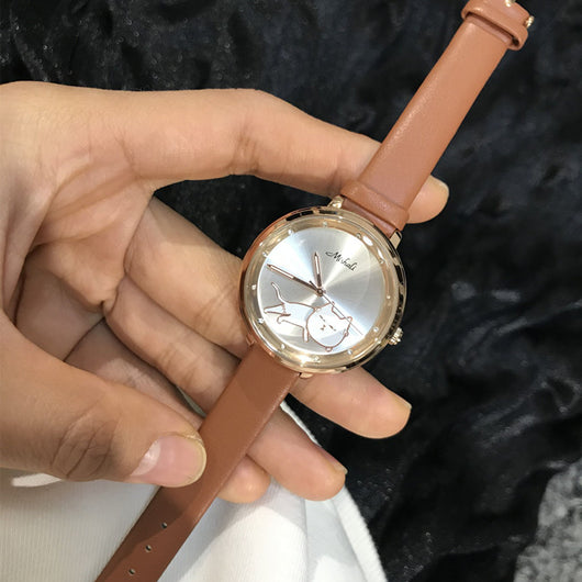 Reloj Cinturón Piel con Gato Movible - Diseño Creativo para Mujer - Image 4