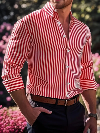 Camisa Casual de Manga Larga con Rayas para Hombre - Estilo Moderno Botones - Image 21
