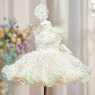 Vestido de Princesa con Lentejuelas y Perlas para Niña - Gala Elegante - Image 5