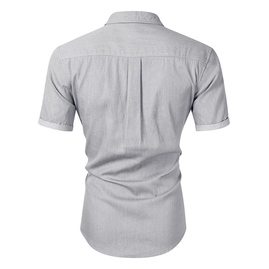 Camisa Denim Casual de Manga Corta sin Planchado para Hombre - Image 4