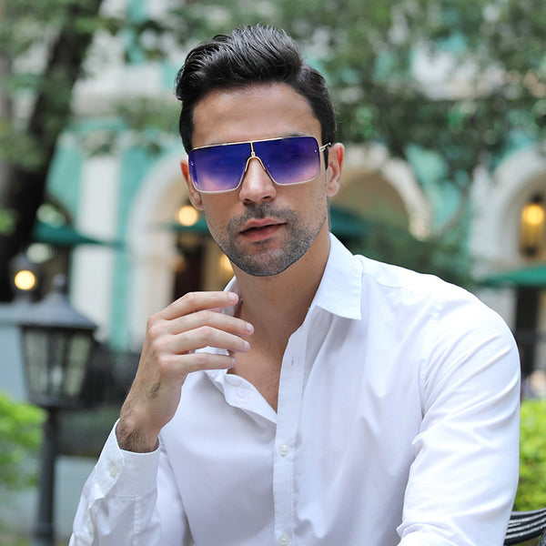 Gafas de Sol Cuadradas Metálicas Grandes para Hombre