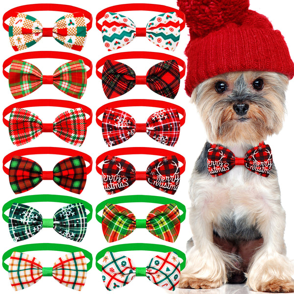 Moño Navideño a Cuadros para Perros y Gatos - Múltiples Colores