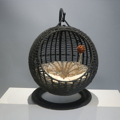 Nido Colgante de Ratán para Gatos - Diseño Semi-cerrado para Todas las Estaciones
