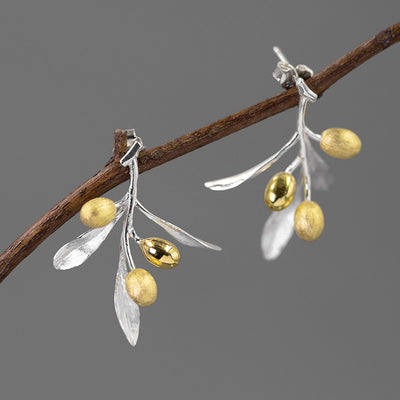 Aretes de Plata Esterlina Rama de Olivo Natural - Elegancia y Significado - Image 4
