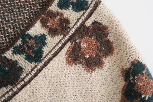 Cardigan Tejido Jacquard Vintage Largo - Suéter Elegante de Punto - Image 7