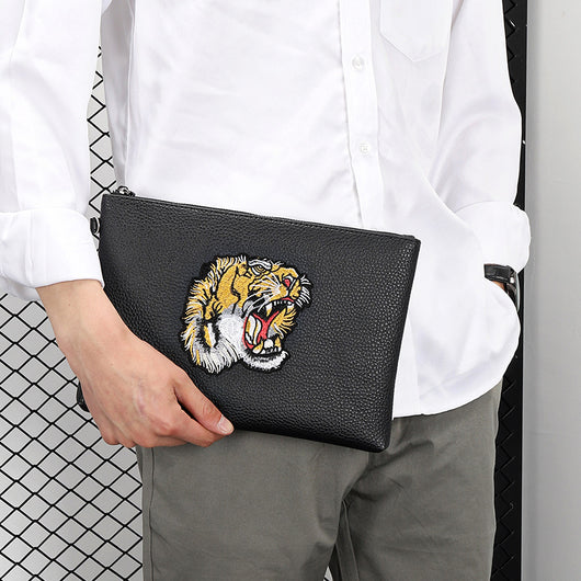 Cartera Clutch con Bordado de Cabeza de Tigre para Hombre - Image 8