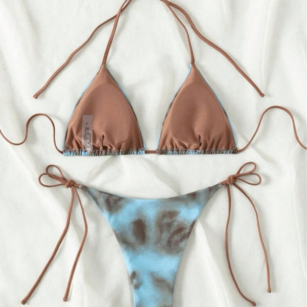 Bikini Dos Piezas con Cordones Ajustables Diseño Sexy