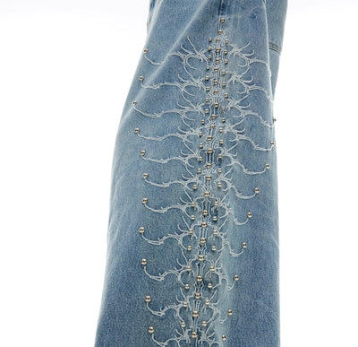 Jeans Retro Vintage con Remaches Metálicos y Detalles Backbone - Image 4