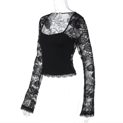 Blusa Manga Larga con Encaje y Detalles Calados - Image 4