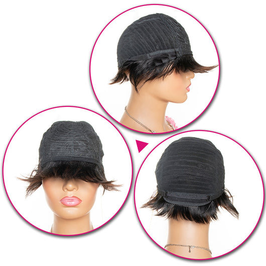 Peluca Corta Pixie con Flequillo - Cabello Humano 100% - Image 9