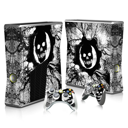 Radioactive symbol gaming console and controller skin set with a distressed yellow and brown grunge pattern. - Image 5